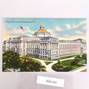 Vintage Washington DC Linen Postcard Library of Congress Building 1948